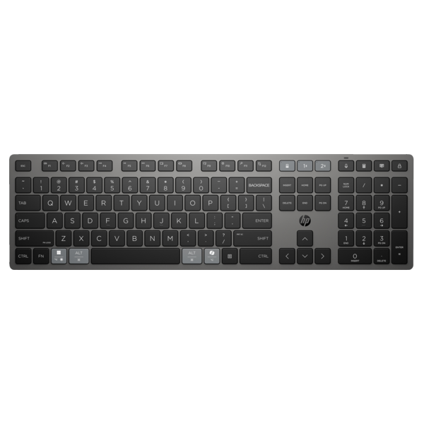 HP 725 Multi-Device Rechargeable Wireless Keyboard tastatur Hjemme/kontor RF trådløs + Bluetooth Sort
