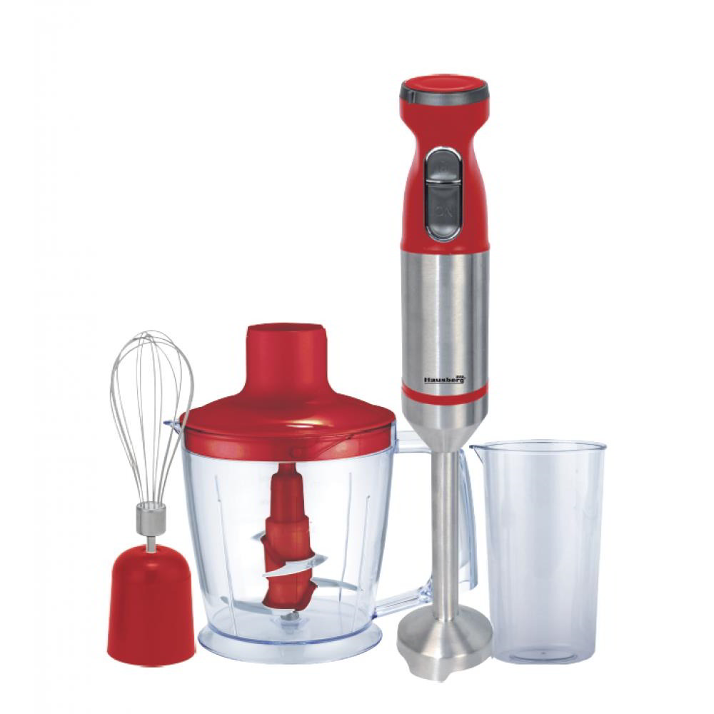 Hausberg HB-7700RS 1000W 4 az 1-ben kézi Botmixer készlet 1000W - Piros/Fehér (HB-7700RS)