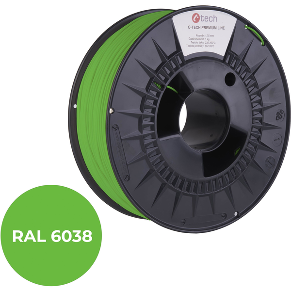 Filamento Abs 3d C-tech Premium Line Ral6038 1,75 Mm, 1 Kg Verde Luminoso