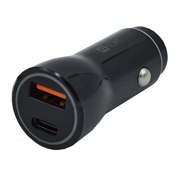 4-OK autós töltő USB aljzat / Type-C aljzat (4.5V / 5000mA, 20W, PD gyorstöltés támogatás) FEKETE (CMPD2U) (CMPD2U)