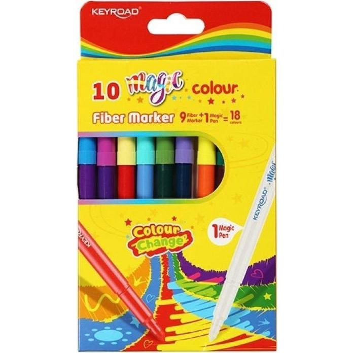 Keyroad Rostirón, filctoll készlet 10 db/doboz Magic fiber marker 18 klf. szín (KR972227) (497148)
