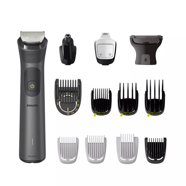 Тример за брада и коса 13 в 1 Philips Multigroom All in One MG7925/15, Технология BeardSense, Самонаточващи се стоманени остриета, 26 настройки за дължина, Водоустойчив, Калъф, Черен / Сребрист
