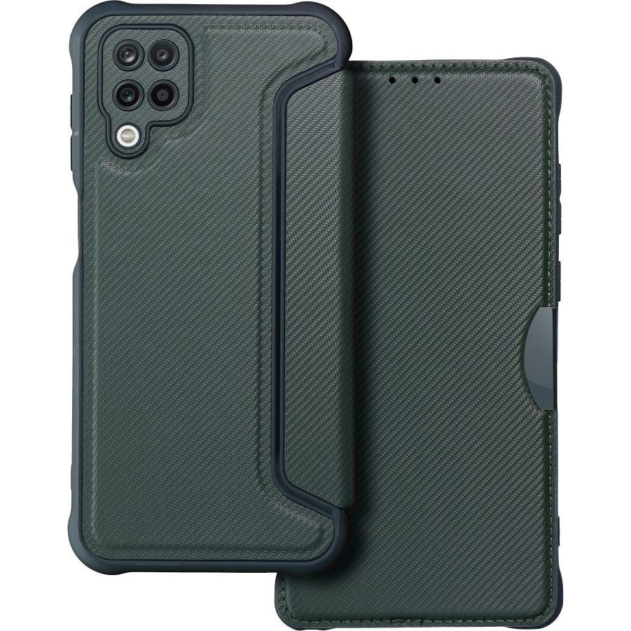 Razor book Samsung Galaxy A12 flip tok, sötétzöld (5903396157011)