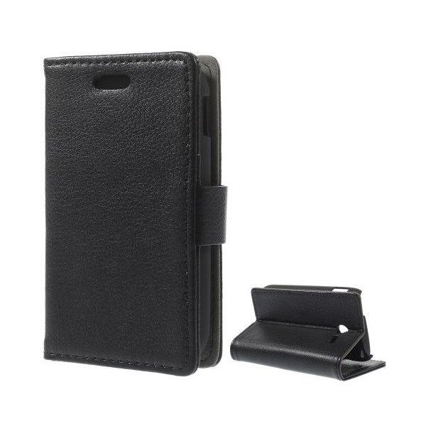 Tok álló, bőr hatású (FLIP, oldalra nyíló, asztali tartó funkció, prémium) FEKETE [Samsung Galaxy Pocket 2 (SM-G110H)] (5996457492398)