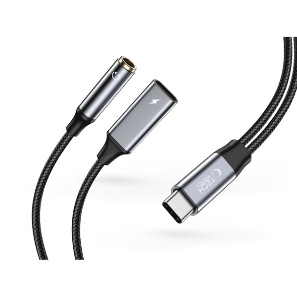 AUDIO ADAPTÉR + NABÍJANIE MINI JACK AUX 3,5MM / TYPE-C USB-C PD-60W / 6A