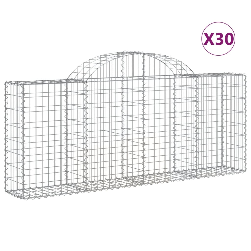 30 db íves horganyzott vas gabion kosár 200x30x80/100 cm (3146106)