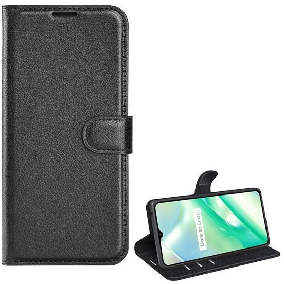 Gigapack Realme C33 bőr hatású prémium fliptok fekete (GP-139599) (GP-139599)