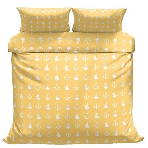 Kaptan Cotton bed linen Yellow anchor 140 × 200, 70 × 90 cm (5693225592-020)