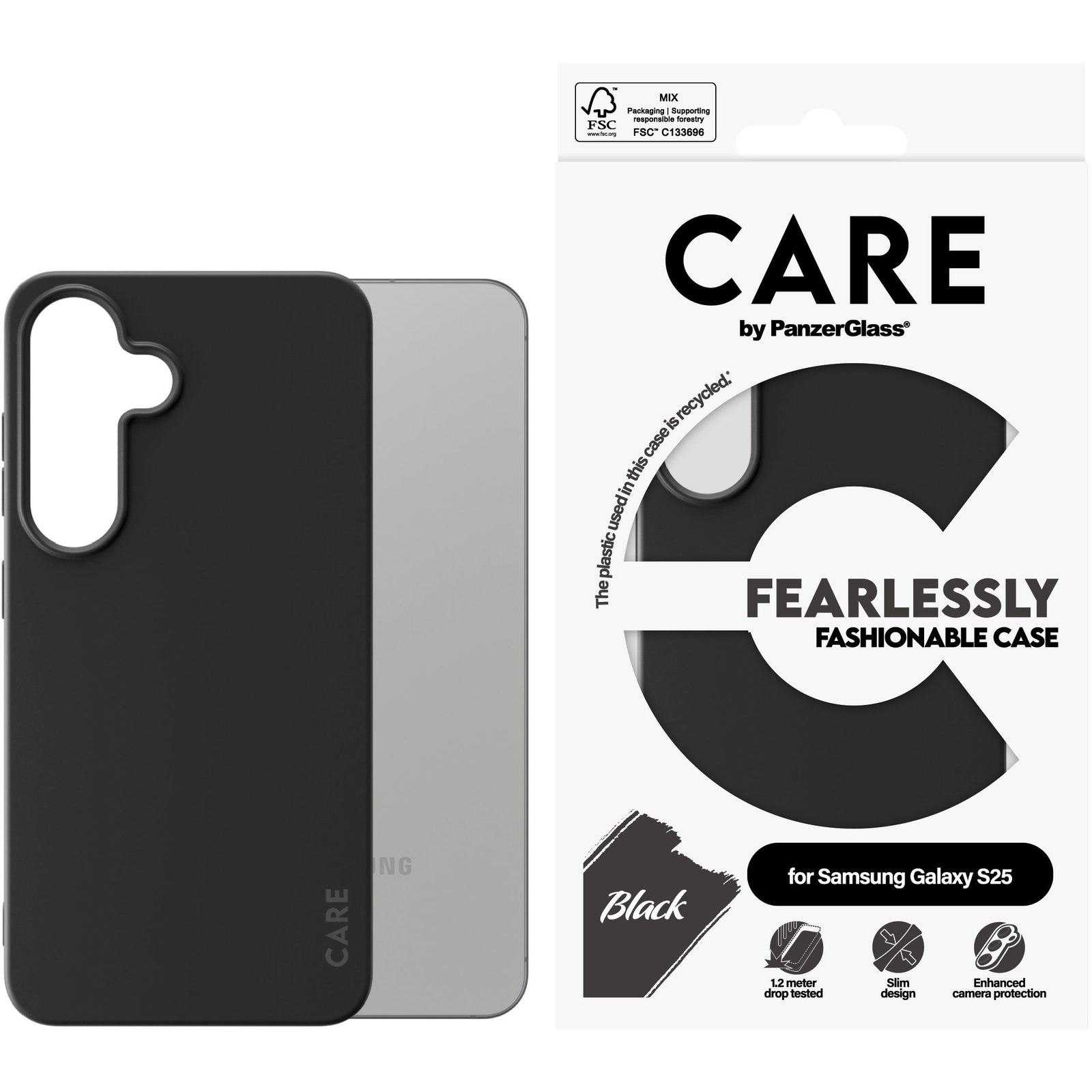 PanzerGlass CARE Fearlessly Samsung Galaxy S25 fekete tok (CRRFABCG38388)