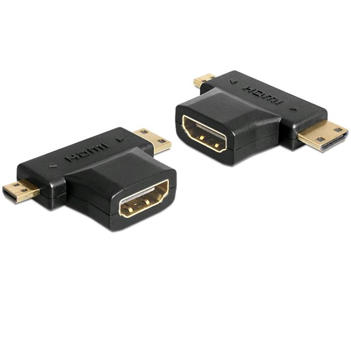 Delock HDMI-A anya > HDMI-C + HDMI-D apa adapter (65446) (65446)