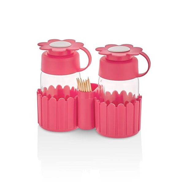 IRIS Daisy Salt&Pepper üveg fűszerszóró szett tartóval 2*67ml, zöld, fukszia, narancs vagy citromsárga színű HN-1117 (HN-1117)