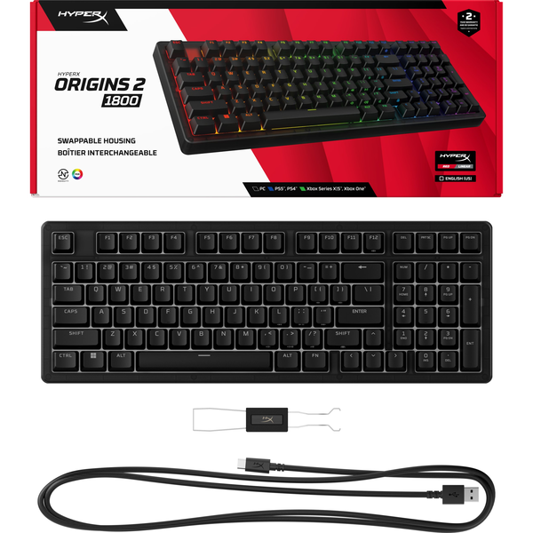 HyperX Origins 2 1800 tastiera Gaming USB Nero