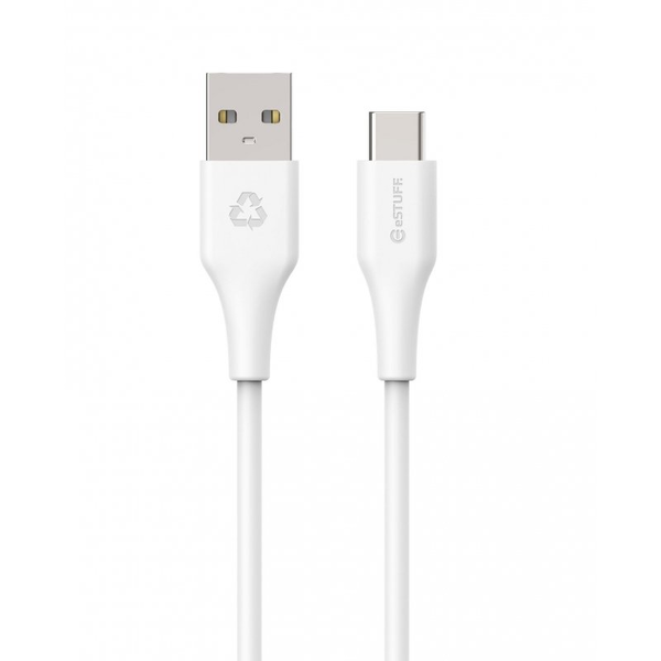 eSTUFF INFINITE kabel USB C-A 2m, bel blister, 60W, 480Mbps, recikl. plastika