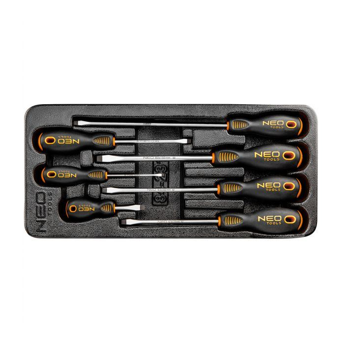 Neo Tools 84-231 Csavarhúzó készlet lapos 7db műhelykocsitálcával (Neo Tools 84-231)
