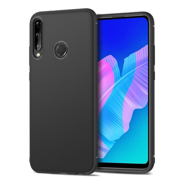 Szilikon telefonvédő (közepesen ütésálló, csíkos minta) FEKETE [Huawei P40 Lite E / Y7p] (5996457964888)