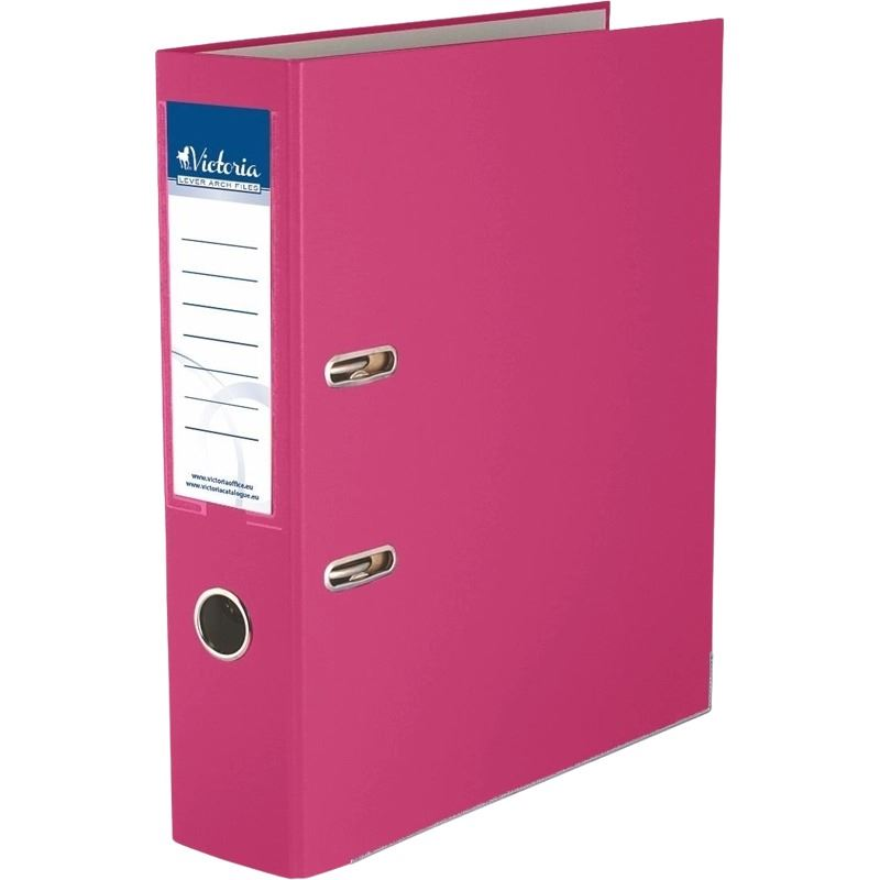 Victoria Basic iratrendező 75mm gerincvastagság, élvédő sínnel, A4 rózsaszín (IDI75R) (IDI75R)