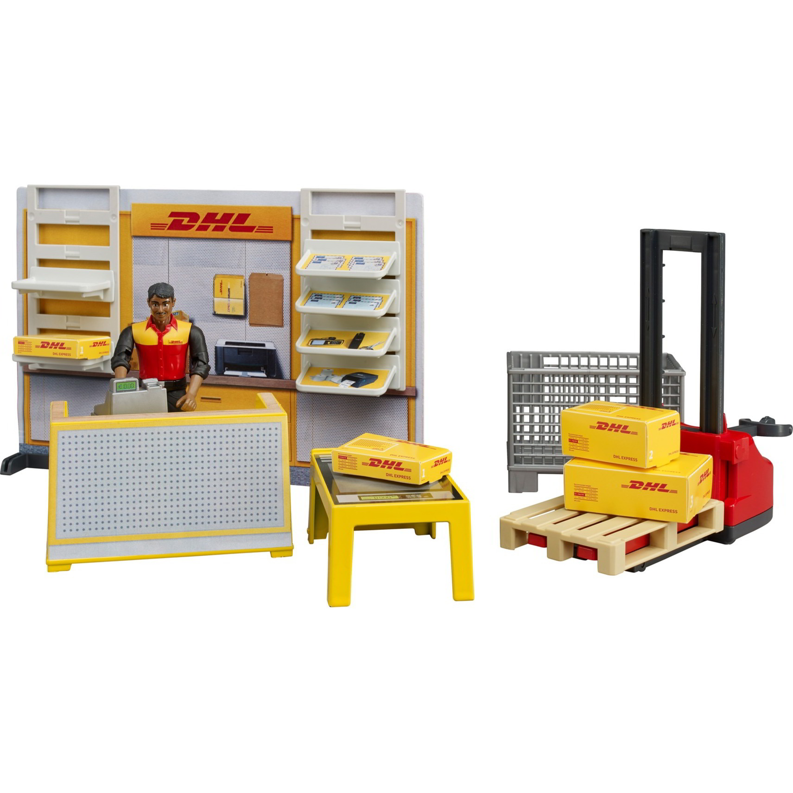 Bruder 62251 Bworld DHL Targonca logisztikai központ játékszett (62251)