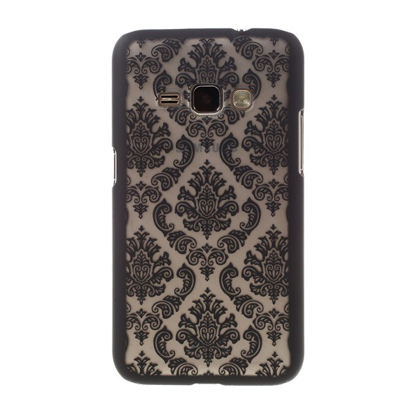 Műanyag telefonvédő (damaszkuszi virág minta) FEKETE [Samsung Galaxy J1 (2016) SM-J120] (5996457649204)