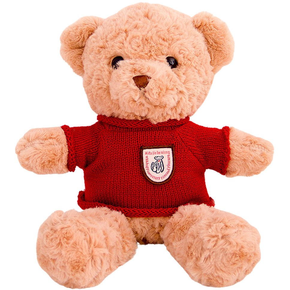 Plüss Kabala Ölelgethető Mackó Bézs Piros Pulóver 40 cm (22190)