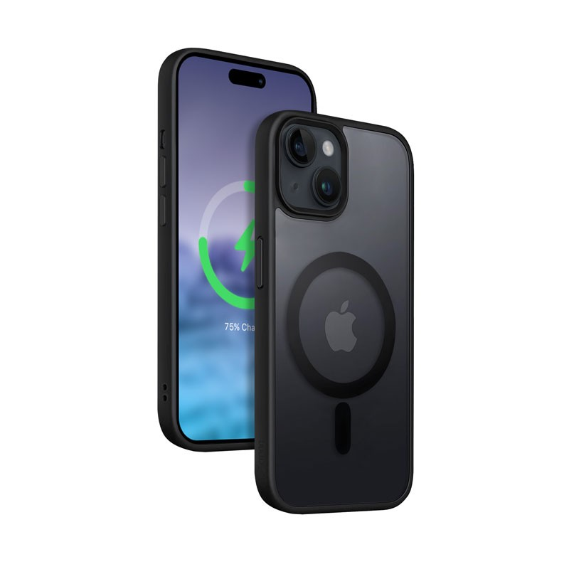 Crong Hybrid Frost Apple iPhone 15 Plus MagSafe Tok - Fekete (CRG-HFM-IP1567-BLK)