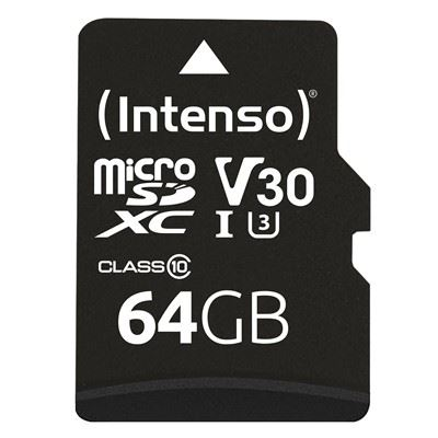 64GB microSDXC Intenso Professional memóriakártya + adapter UHS-I C10 U1 V30 (3433490) (3433490)