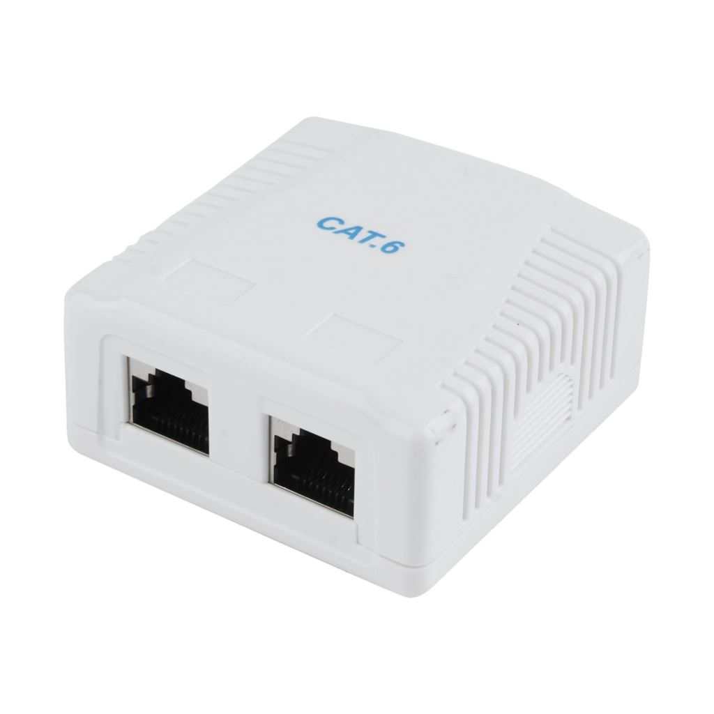 Gembird NCAC-2F6-01 2 portos falonkívüli CAT6 FTP aljzat (NCAC-2F6-01)