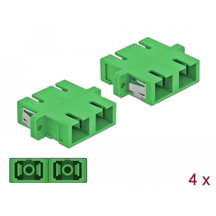 Delock SC optikai szálas csatlakozó duplex anya - SC Duplex anya, egymódosú 4 db. Zöld (85992) (85992)