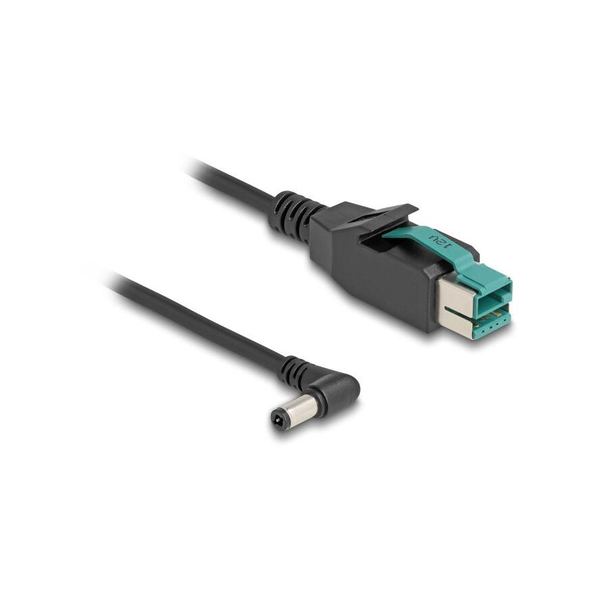Delock PoweredUSB kábel apa 12 V - DC 5,5 x 2,5 mm apa ívelt 1 m (80609)