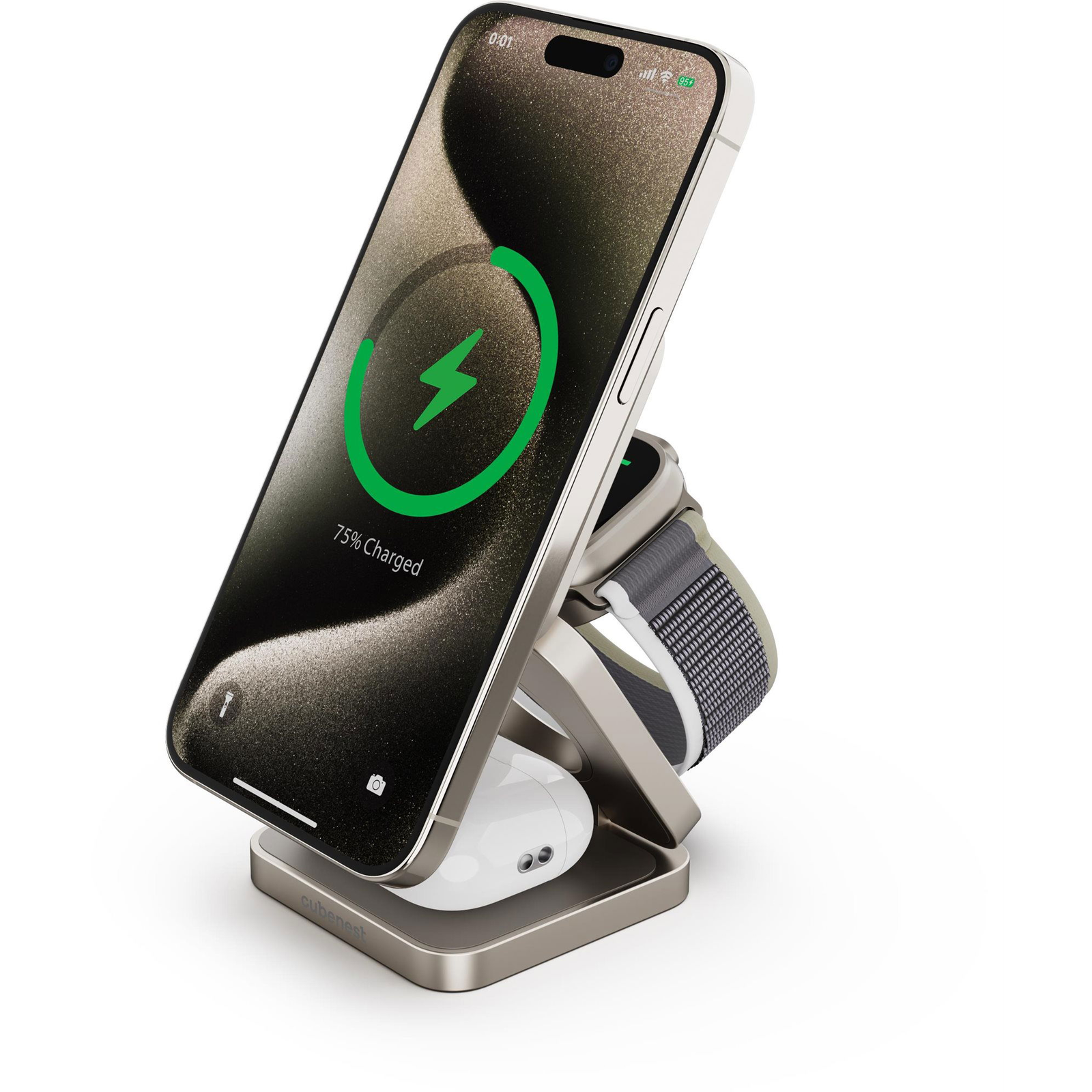 CubeNest Qi2 SQ312 Pro Titanium 3in1 MagSafe kompatibilis töltő (6974699971627)