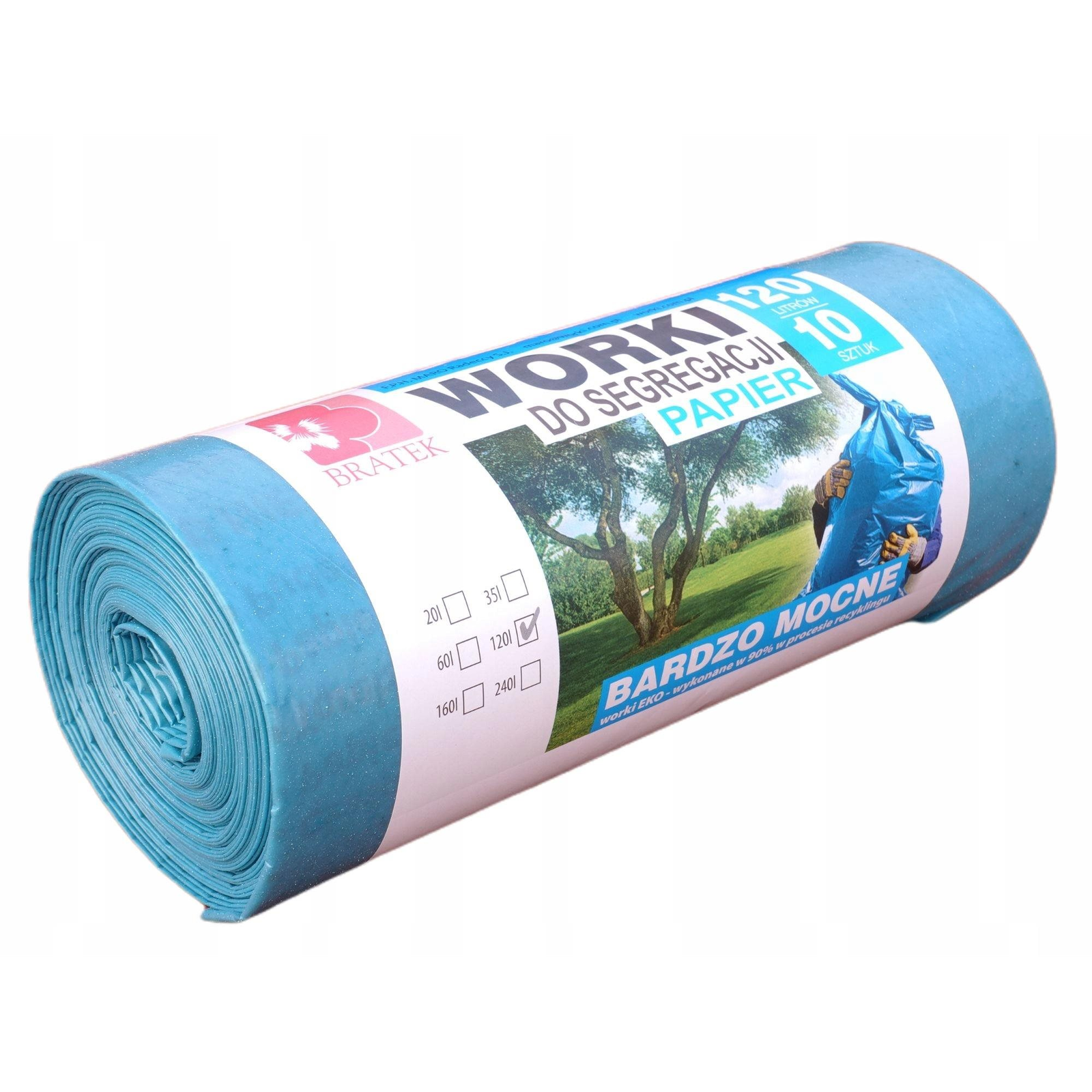 BRATEK ellenálló szemetes zsák - papír 120 l, 10 db (5906731291647)