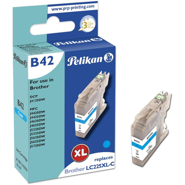 Pelikan (Brother LC225XLC) Tintapatron Cián