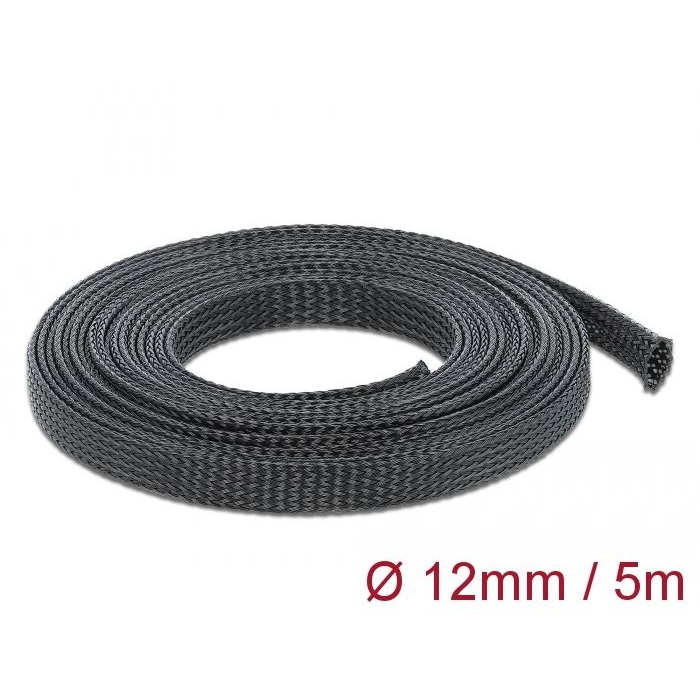 Delock fonott kábelharisnya nyújtható 5mx12mm fekete (18849) (delock18849)