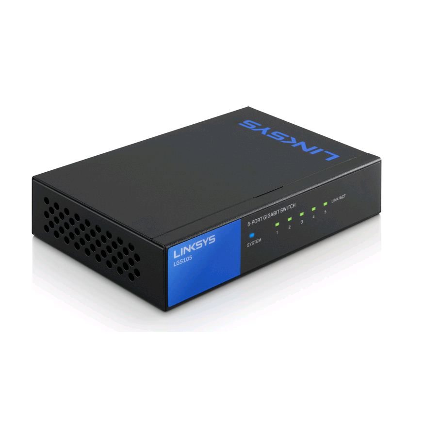 Linksys LGS105 Nespravované L2 Gigabit Ethernet (10/100/1000) Čierna, Modrá (LGS105)