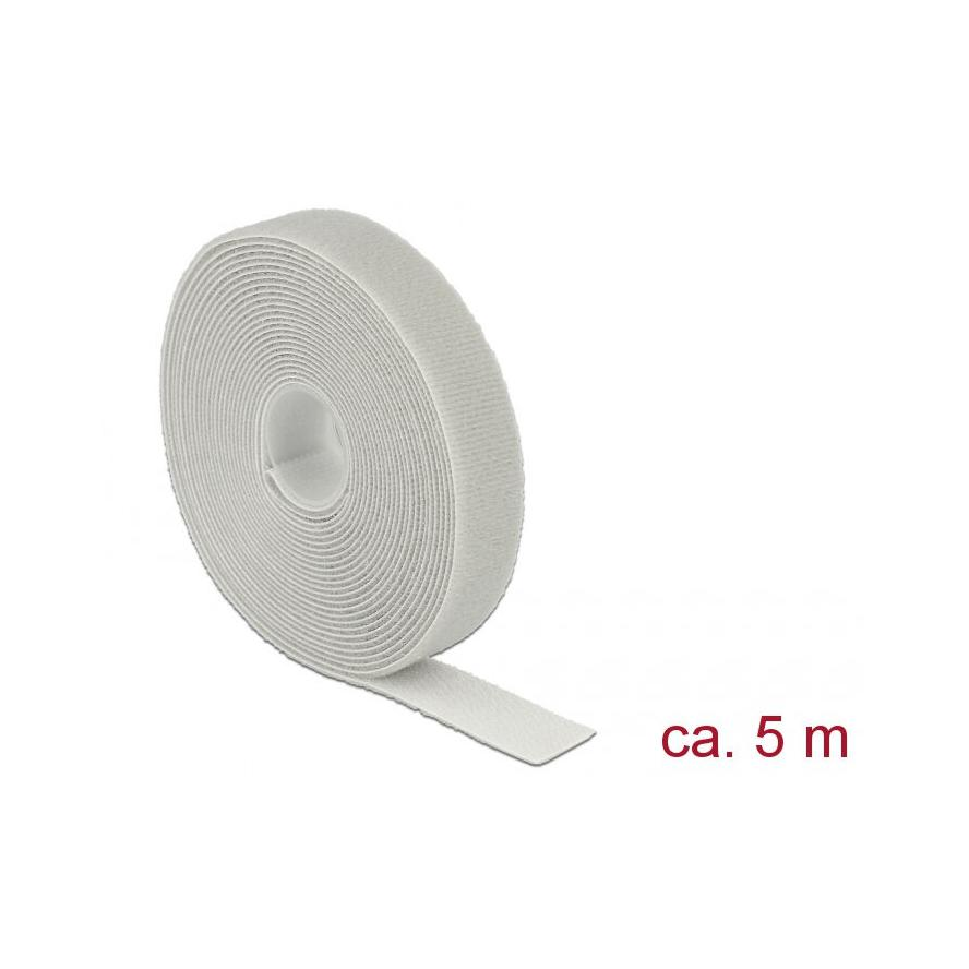 Delock Hurkolható rögzítők, 5 m x 20 mm (H x Sz) tekercs, szürke (18280)