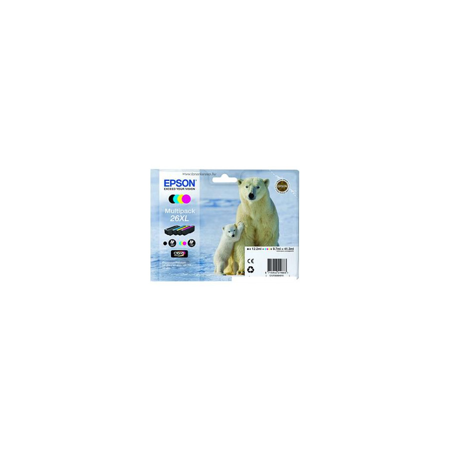 Epson Polar bear C13T26364010 atramentová náplň 1 kusov Originál Čierna, Azúrová, Purpurová, Žltá (C13T26364010)