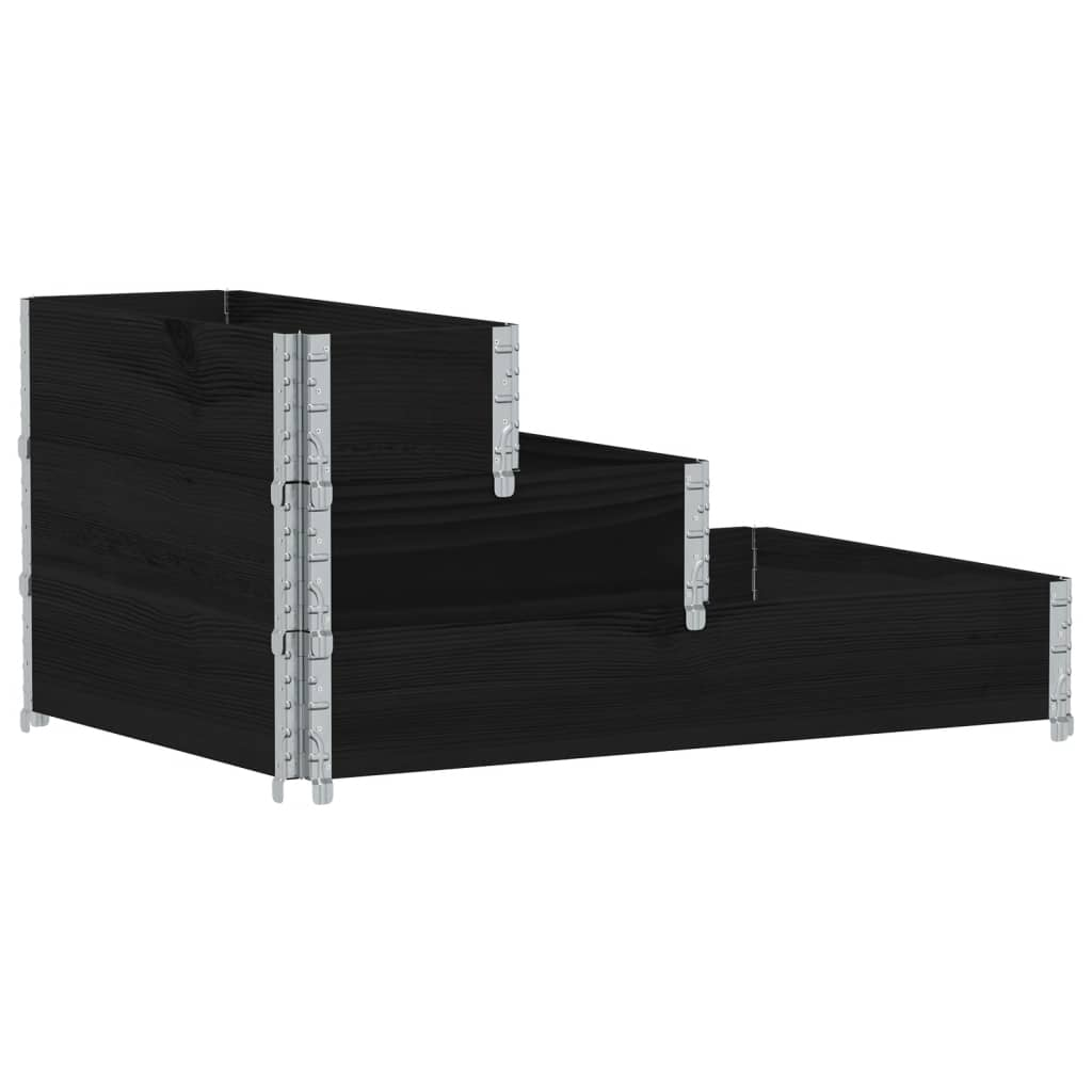 3 szintes fekete tömör fenyőfa magaságyás 120 x 80 cm (4010310)