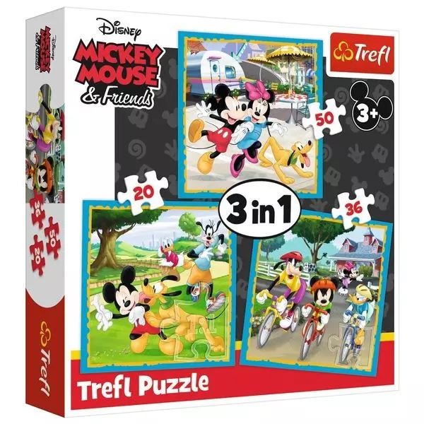 Puzzle Trefl 3 in 1, Mickey Mouse si prietenii, 106 piese