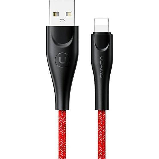 Usams U41 adatkábel (USB - lightning, 2A, gyorstöltő, 200cm, törésgátló, cipőfűző) PIROS Apple iPhone 14 Pro / iPhone 14 Plus / iPhone 14 (SJ394USB02)