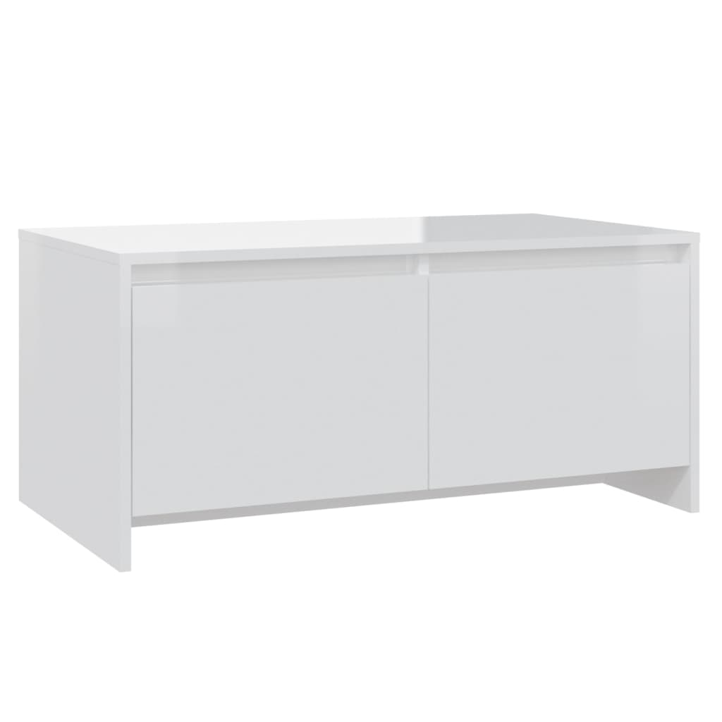 magasfényű fehér forgácslap dohányzóasztal 90 x 50 x 41,5 cm (809824)