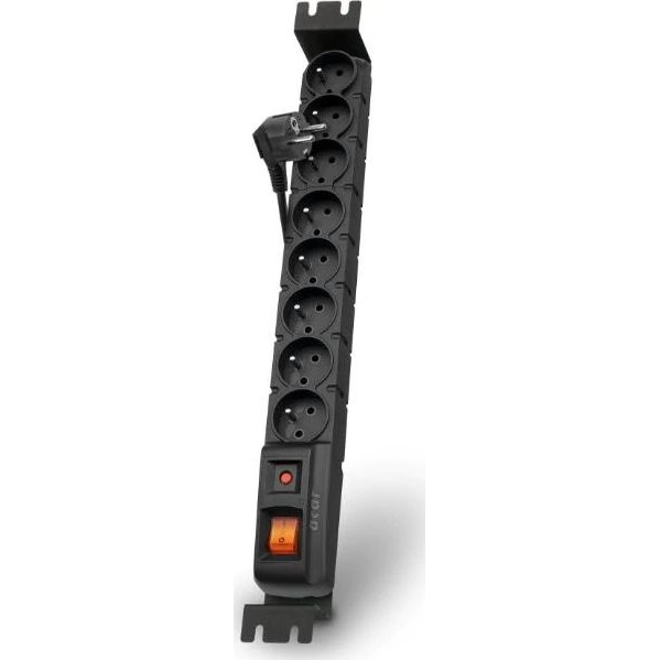 Acar W0136 S8 Túlfeszültség védő elosztó RACK konzollal 8 aljzatos 1.5m - Fekete (W0136)