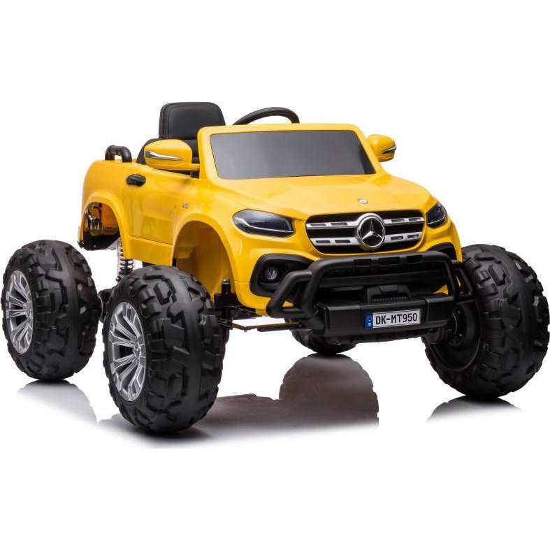 Mercedes DK-MT950 4x4 12 V Elektromos Kisautó 9776 - LCD Kijelzővel, Nyitható Ajtókkal, Szülői Távirányítóval, Lakkozott Sárga (9776-uniw)