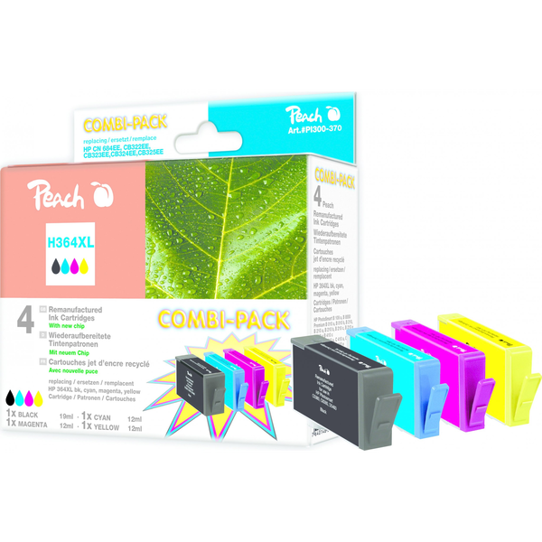 Peach PI300-370 cartușe cu cerneală 4 buc. Productivitate Înaltă (XL) Negru, Cyan, Magenta, Galben