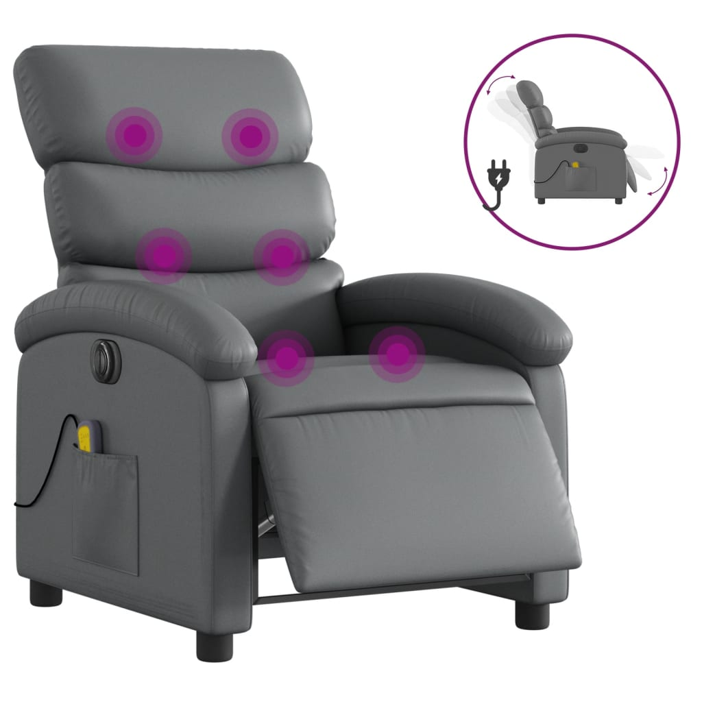 szürke műbőr elektromos dönthető masszázsfotel (3204036)