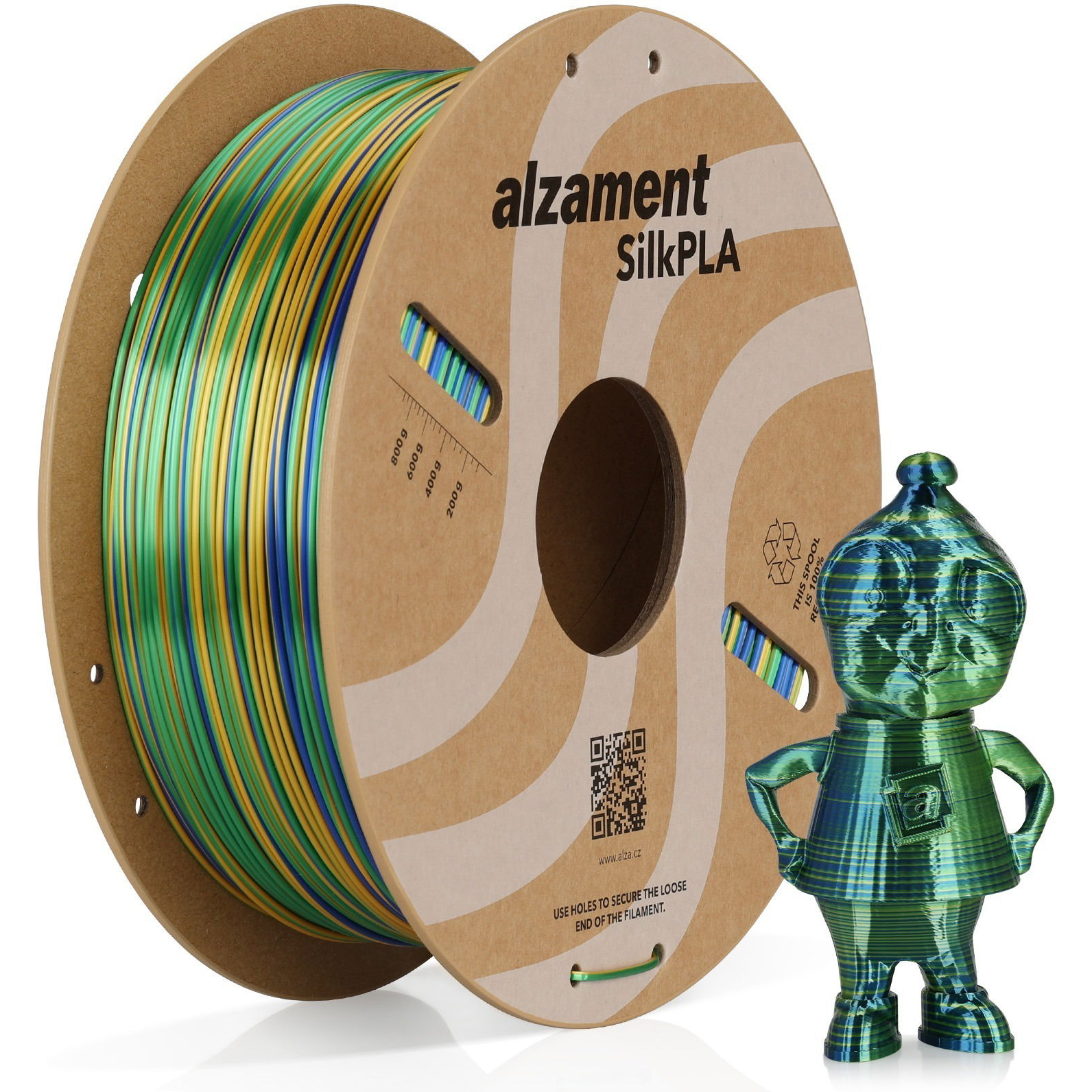 Alzament PLA Silk Candy 1 kg Gold + Blue + Green (ALZMNTSC06)