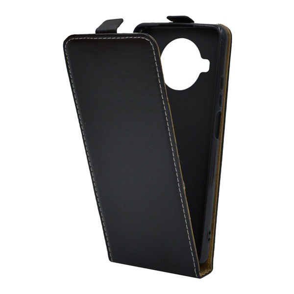 Tok álló, bőr hatású (FLIP, lefelé nyíló, szilikon tartó) FEKETE [Xiaomi Mi 10T Lite 5G] (5996591009469)