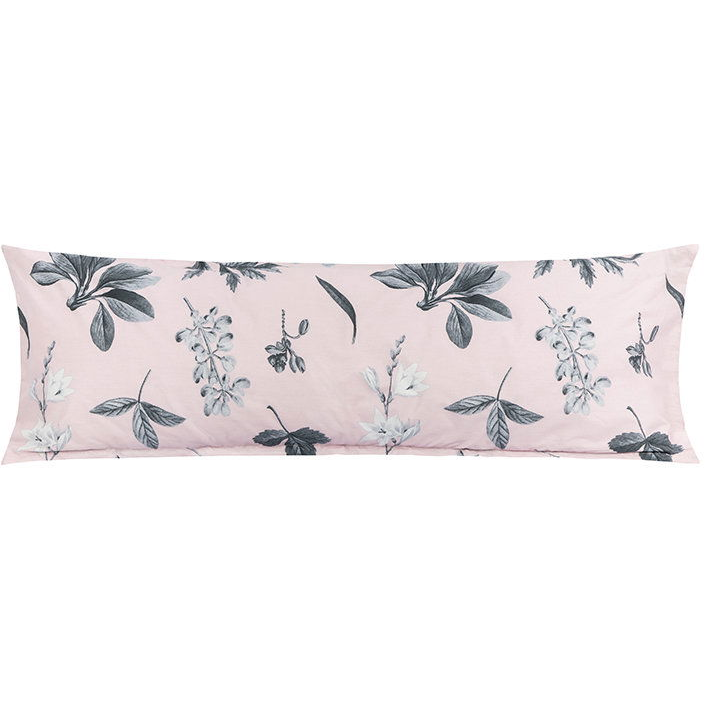 BELLATEX párnahuzat - ölelőpárna, 50 × 145 cm, réti virágok, szürke, rózsaszín (12775)