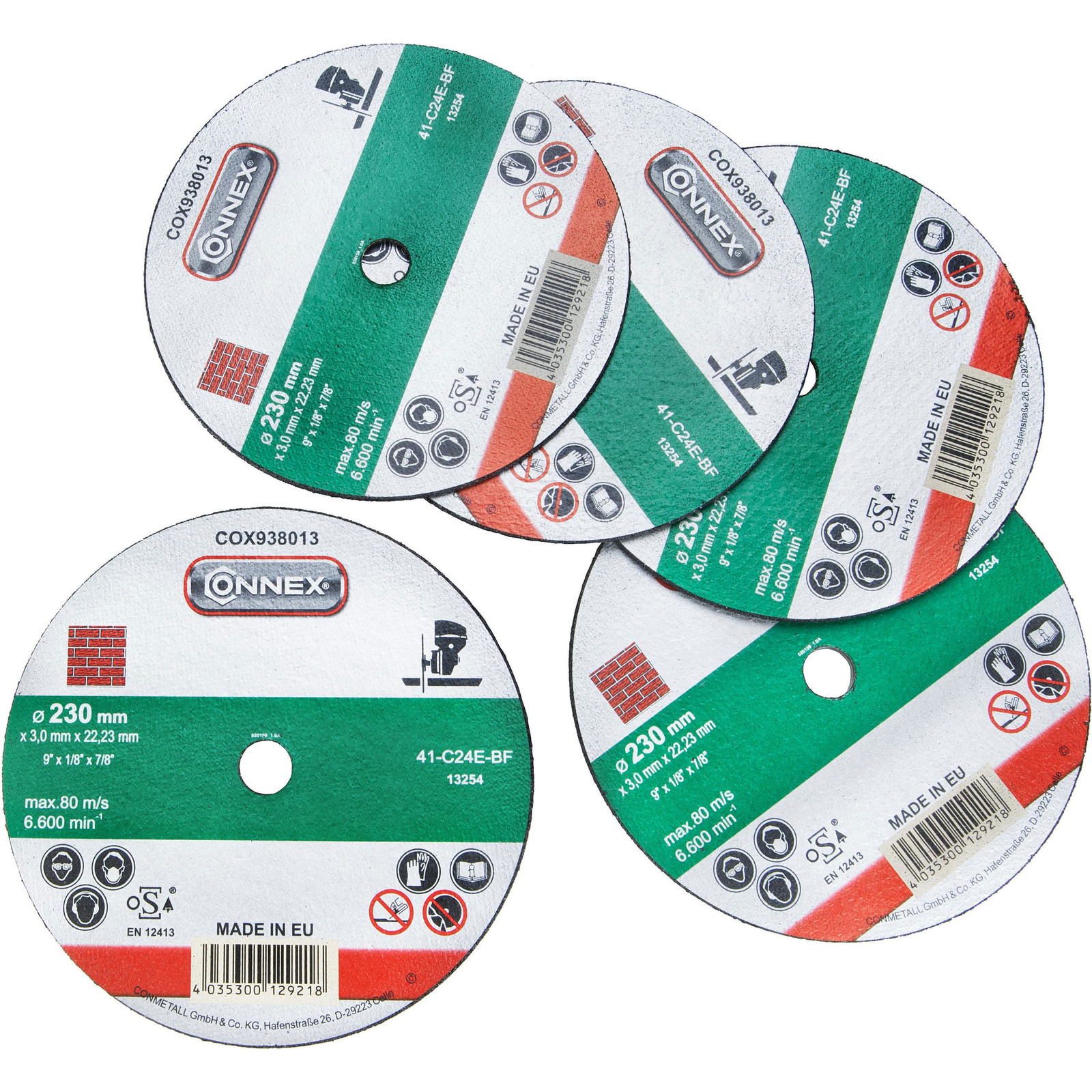 CONNEX Vágókorongkészlet kő 230 mm, 5 db, vastagság 3,0 mm (COX938018)