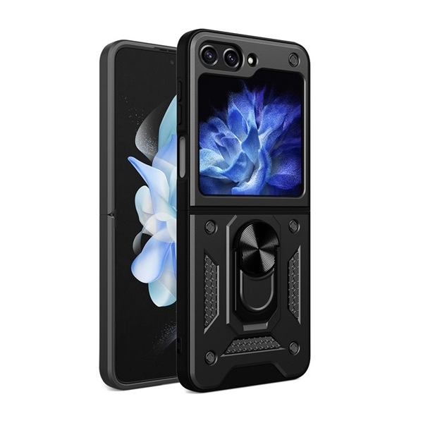 gigapack Defender szilikon telefonvédő (ütésállóság, tartógyűrű, kameravédő) FEKETE Samsung Galaxy Z Flip5 5G (SM-F731) " csomagolás" (GP-149752)