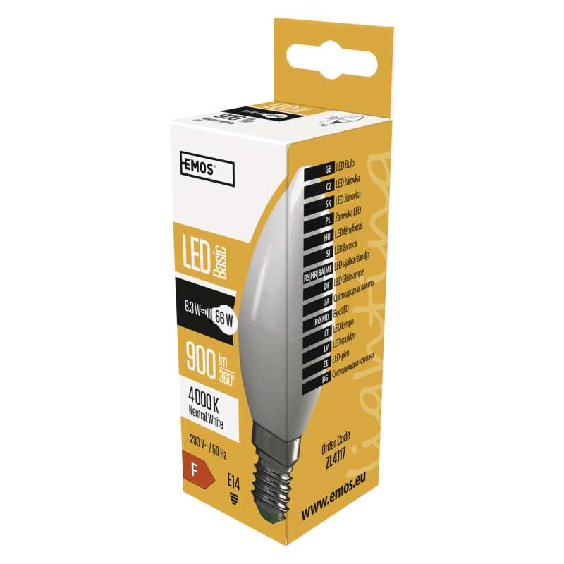 EMOS LED izzó gyertya E14 8.3W 900lm természetes fehér (DBKF-EMZL4117)