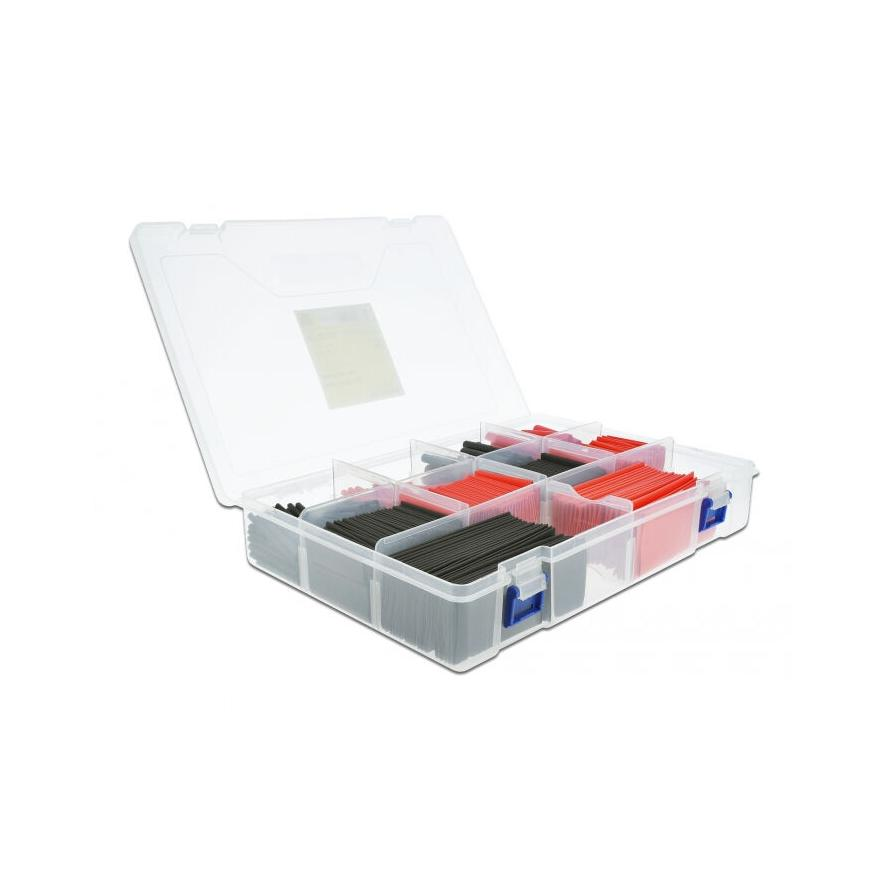 Delock 520 db. piros és fekete hőre zsugorodó cső rendező dobozban (20673)